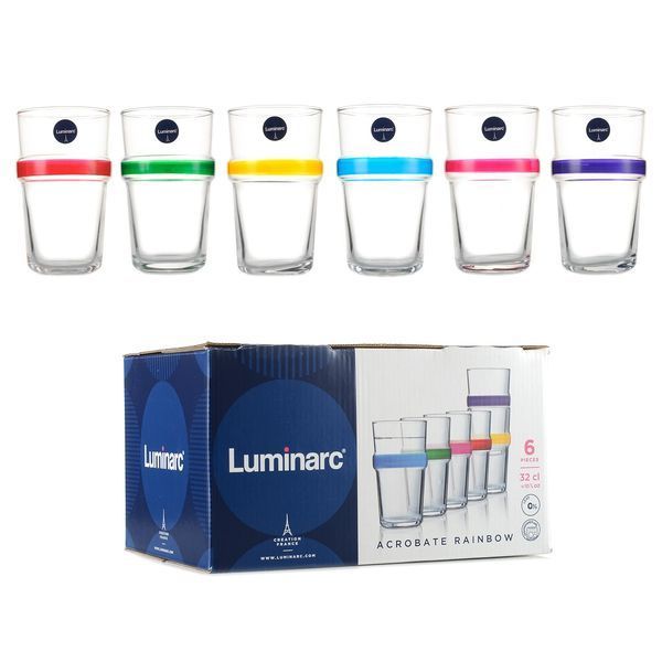 Набір склянок для води Luminarc Rainbow Arcobate 6 шт. 320 мл, високі N1598 фото