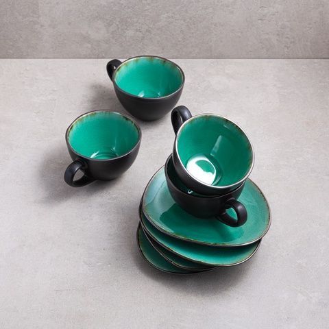Набор из 4 чашек и блюдец для чая Green lagoon 250 мл JM0142/JM0400 фото