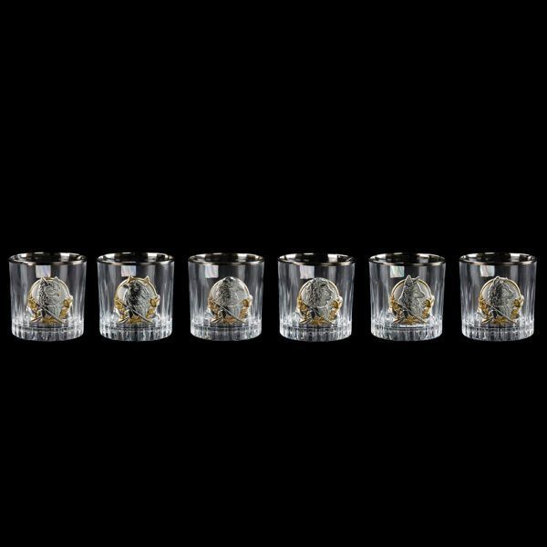 Набор стаканов для виски Boss Crystal Leader Platinum с серебряными, золотыми и платиновыми накладками BCR6PL/ST фото