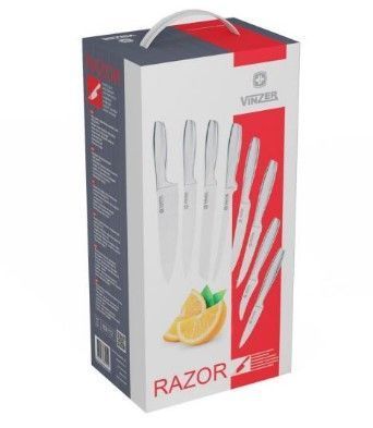 Набір з 8 ножів Vinzer Razor, сірий 50112 фото