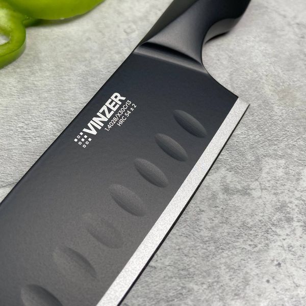 Ніж сантоку Vinzer Geometry Nero line 12,7 см 50301 фото