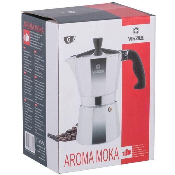 Гейзерна кавоварка 240 мл Vinzer Moka Espresso на 6 чашок 89386 фото