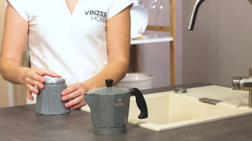 Гейзерная кофеварка 120 мл Vinzer Moka Granito на 3 чашки 50397 фото