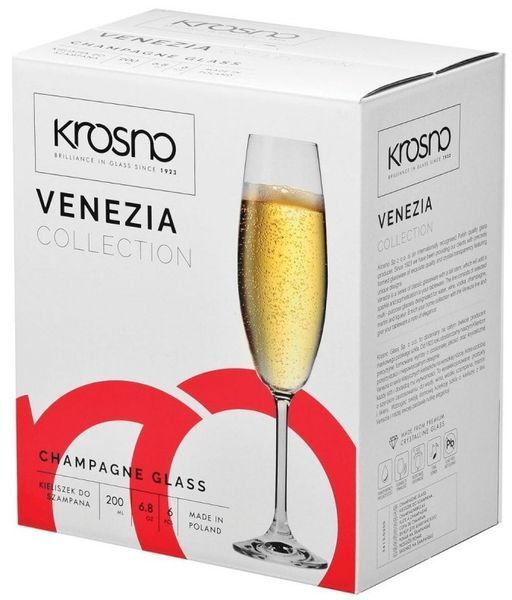 Набір келихів для шампанського Krosno Venezia 6 шт 200 мл F575413020094000 фото