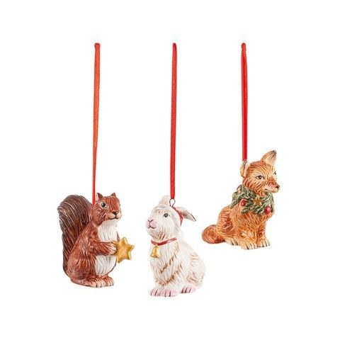 Набір із 3 ялинкових іграшок Villeroy & Boch Nostalgic Ornaments 6х6х7 см лісові тварини 1483316689 фото