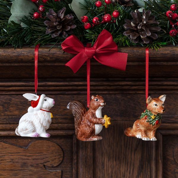 Набір із 3 ялинкових іграшок Villeroy & Boch Nostalgic Ornaments 6х6х7 см лісові тварини 1483316689 фото